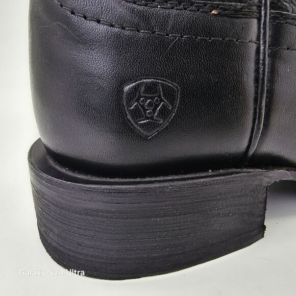 ARIAT Western Boots Black Full Grain Leather Square Toe 10027361 Women's 6.5B - Picture 7 of 9